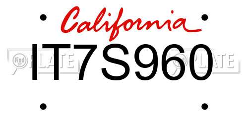 IT7S960 California License Plate