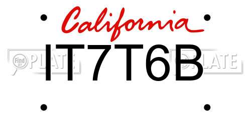 IT7T6B California License Plate