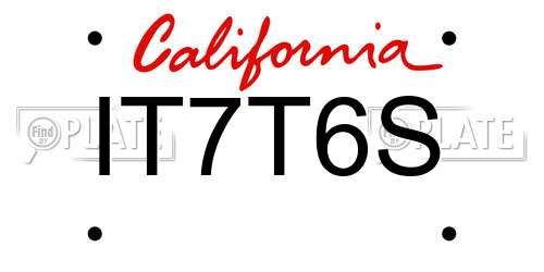 IT7T6S California License Plate