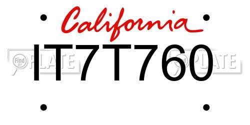 IT7T760 California License Plate