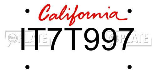 IT7T997 California License Plate