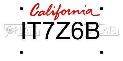 IT7Z6B California License Plate