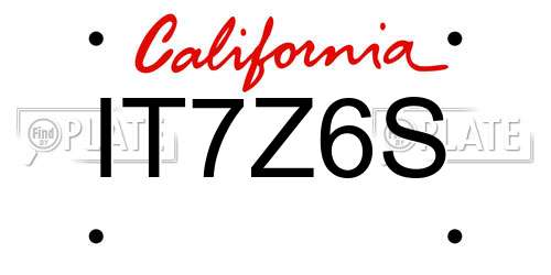 IT7Z6S California License Plate