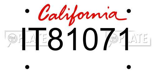 IT81071 California License Plate