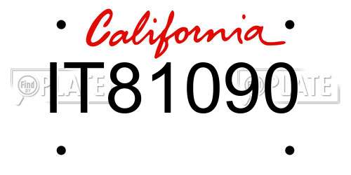 IT81090 California License Plate