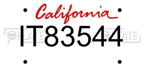 IT83544 California License Plate