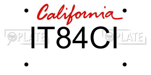 IT84CI California License Plate