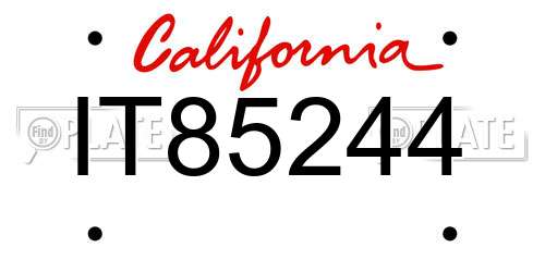IT85244 California License Plate