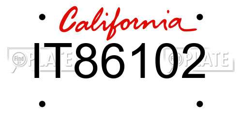 IT86102 California License Plate