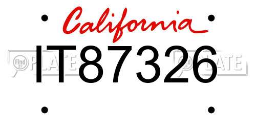 IT87326 California License Plate