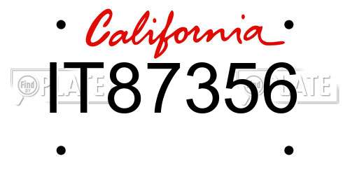 IT87356 California License Plate
