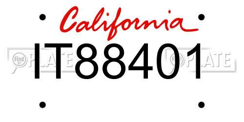 IT88401 California License Plate