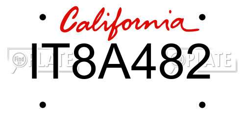 IT8A482 California License Plate