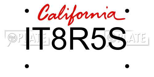 IT8R5S California License Plate