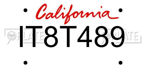 IT8T489 California License Plate