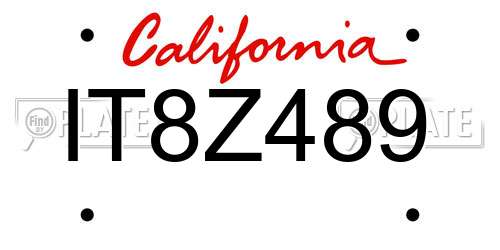 IT8Z489 California License Plate