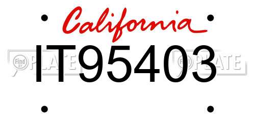 IT95403 California License Plate