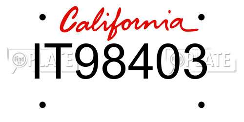 IT98403 California License Plate