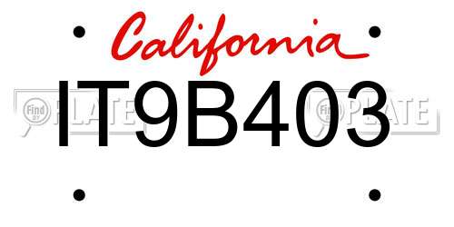 IT9B403 California License Plate
