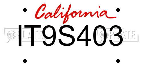 IT9S403 California License Plate