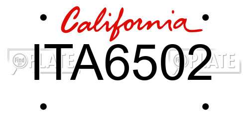ITA6502 California License Plate
