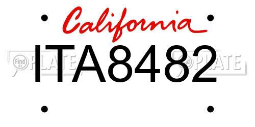 ITA8482 California License Plate