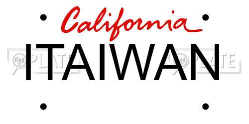 ITAIWAN California License Plate