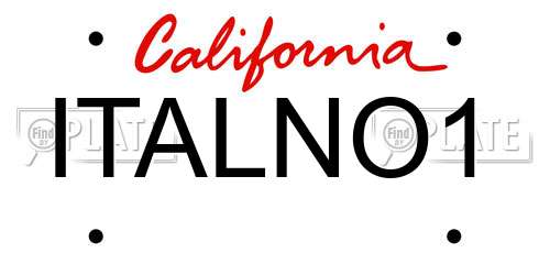 ITALNO1 California License Plate