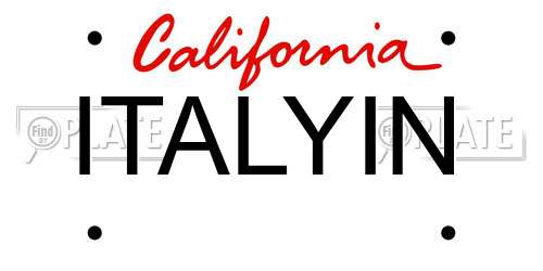 ITALYIN California License Plate
