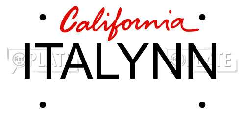 ITALYNN California License Plate