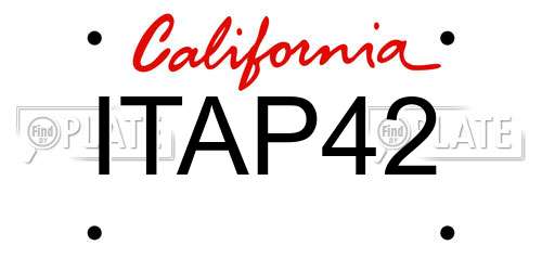 ITAP42 California License Plate