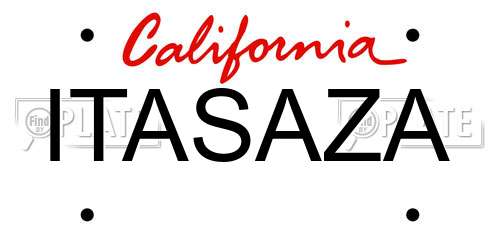 ITASAZA California License Plate