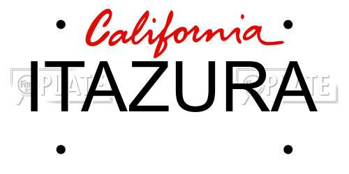 ITAZURA California License Plate