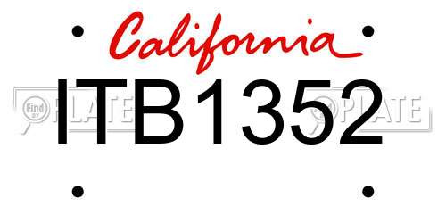 ITB1352 California License Plate