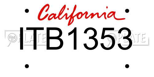 ITB1353 California License Plate