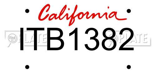 ITB1382 California License Plate