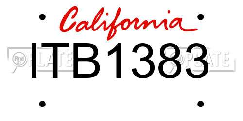 ITB1383 California License Plate