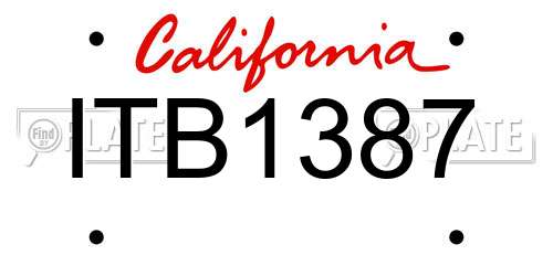 ITB1387 California License Plate
