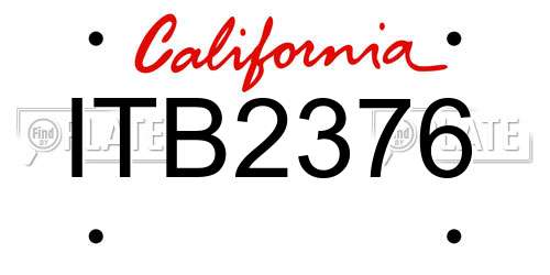 ITB2376 California License Plate