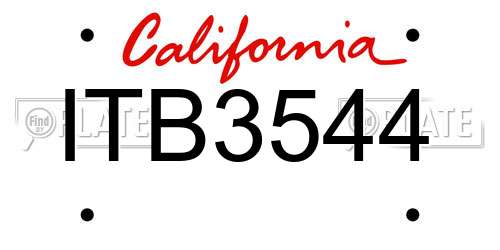 ITB3544 California License Plate