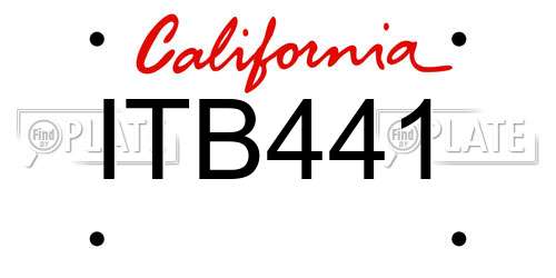 ITB441 California License Plate