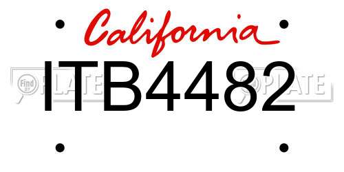 ITB4482 California License Plate
