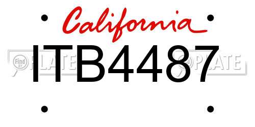 ITB4487 California License Plate