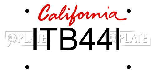 ITB44I California License Plate