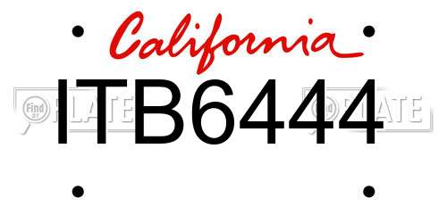 ITB6444 California License Plate