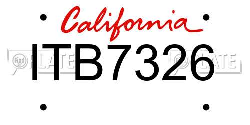 ITB7326 California License Plate