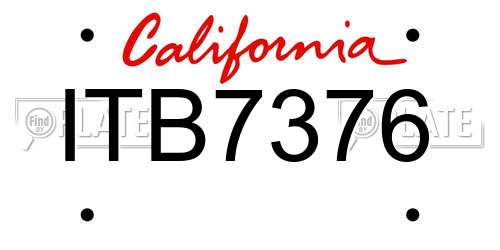 ITB7376 California License Plate
