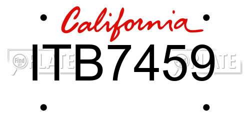 ITB7459 California License Plate