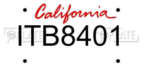ITB8401 California License Plate