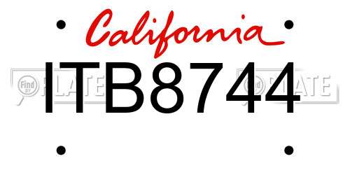 ITB8744 California License Plate